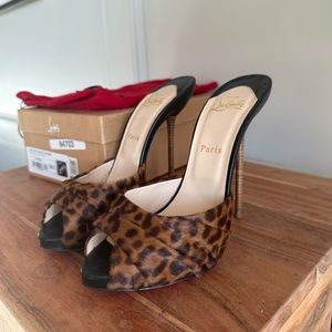 CHRISTIAN LOUBOUTIN Betty Boo Mule Leopard Pony Hair Heels